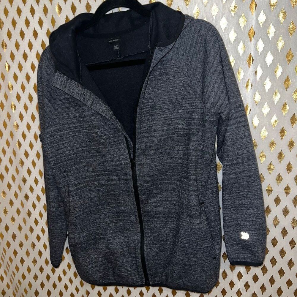 All in motion full zip up hoodie sweater grey girls size XL